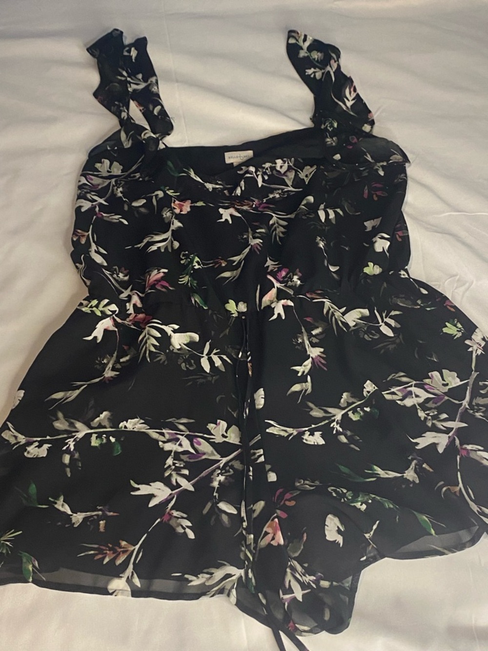 Skirt-Shorts Sleeveless by Belle & Sky Black Floral Size L Elastic Waist